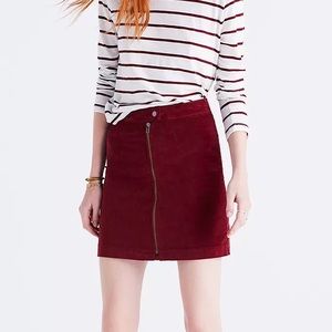 Madewell Studio Zip Skirt in Velvet